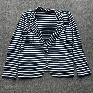 Weill Blazer Jacket Womens Size 8 Striped Navy Nautical Career Preppy